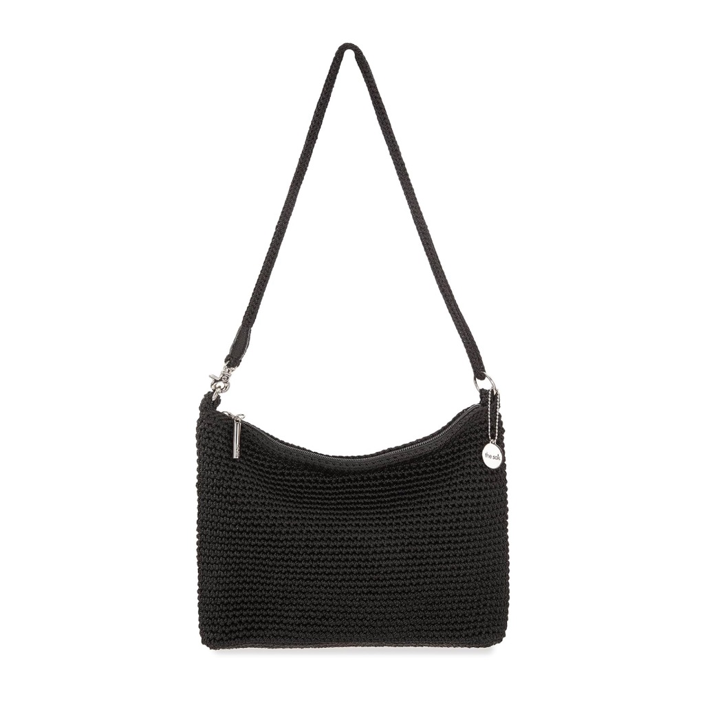 The Sak Black Knit And Leather Lumi Convertible Shoulder Bag With Silver - New